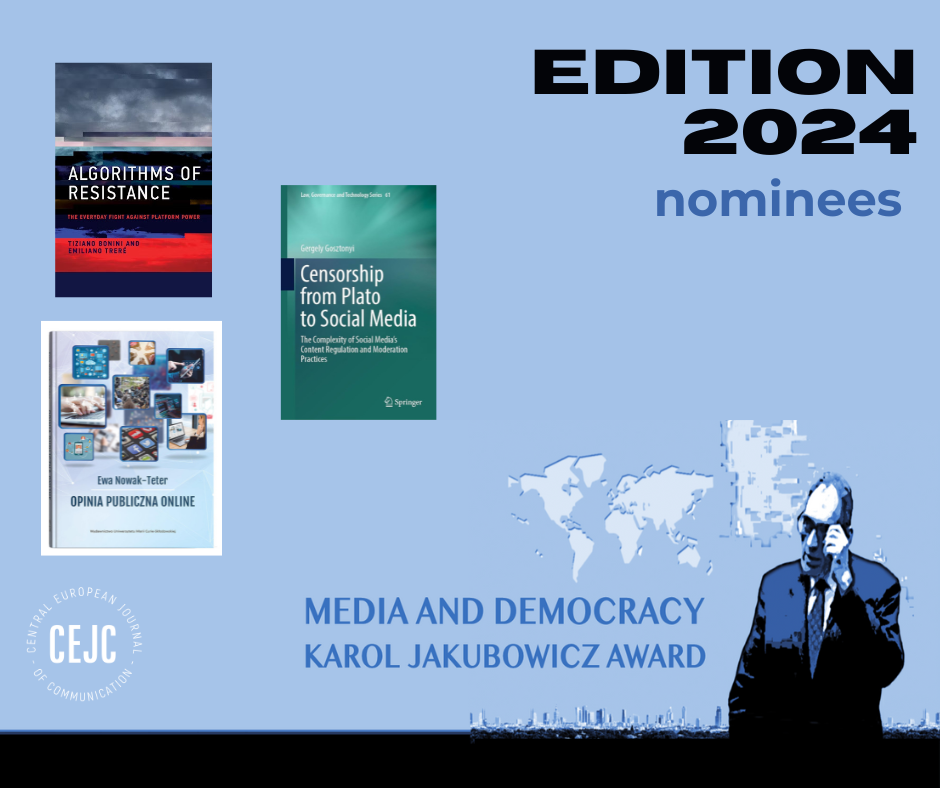 image: Three publications competing for the Media and Democracy Karol Jakubowicz Award 2024